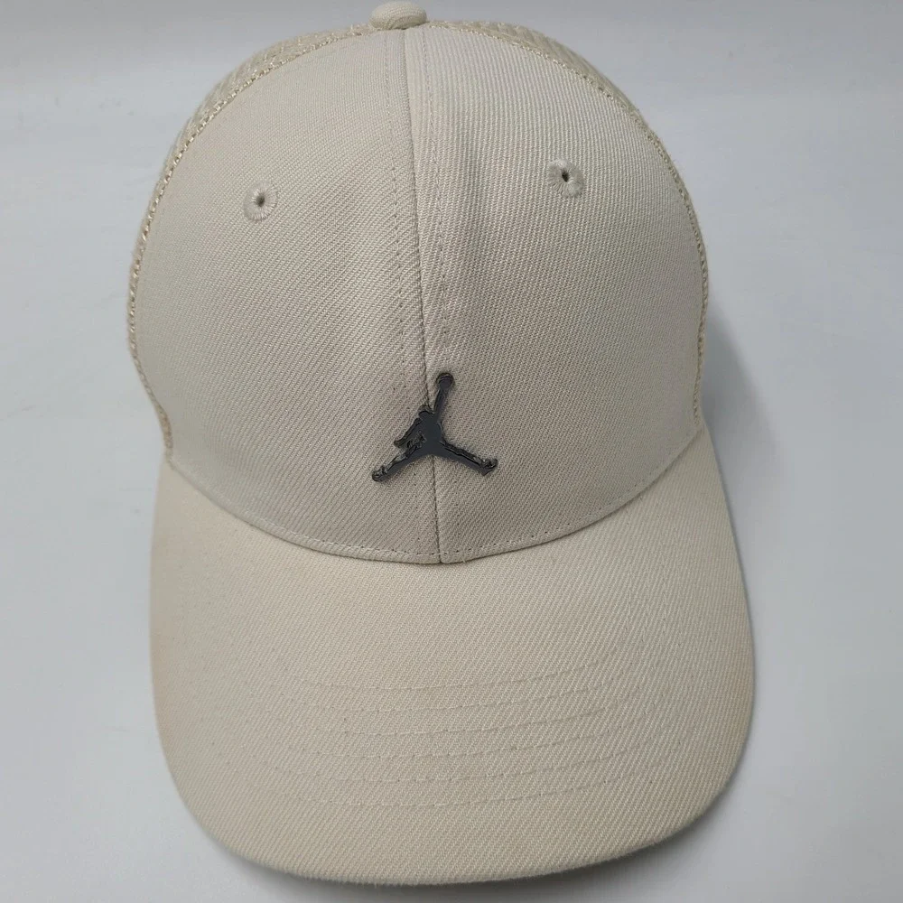 Kids Jordan Hat Snapback Trucker Mesh Beige Black Air Jumpman Metal Logo Boys